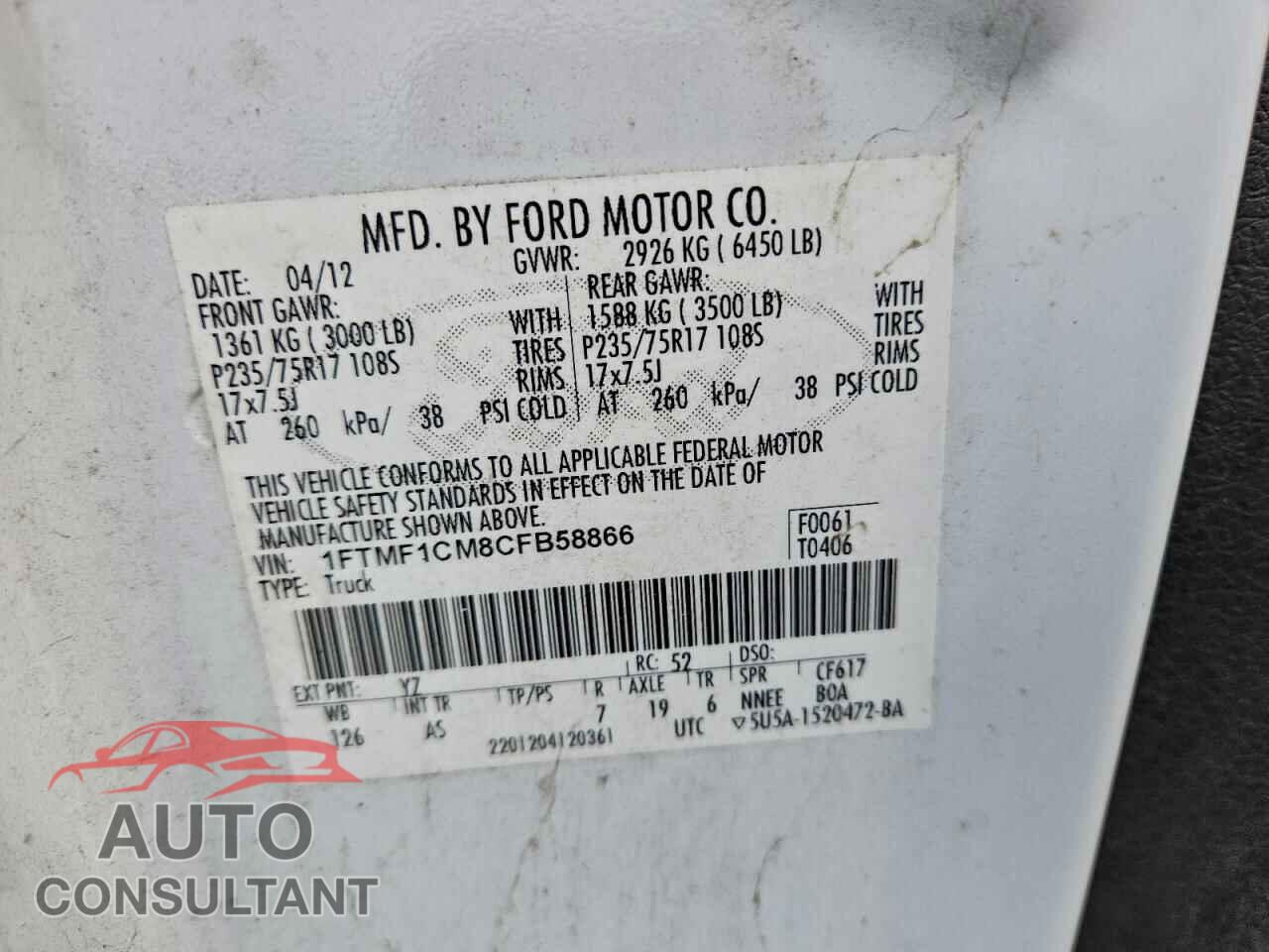 FORD All Models 2012 - 1FTMF1CM8CFB58866