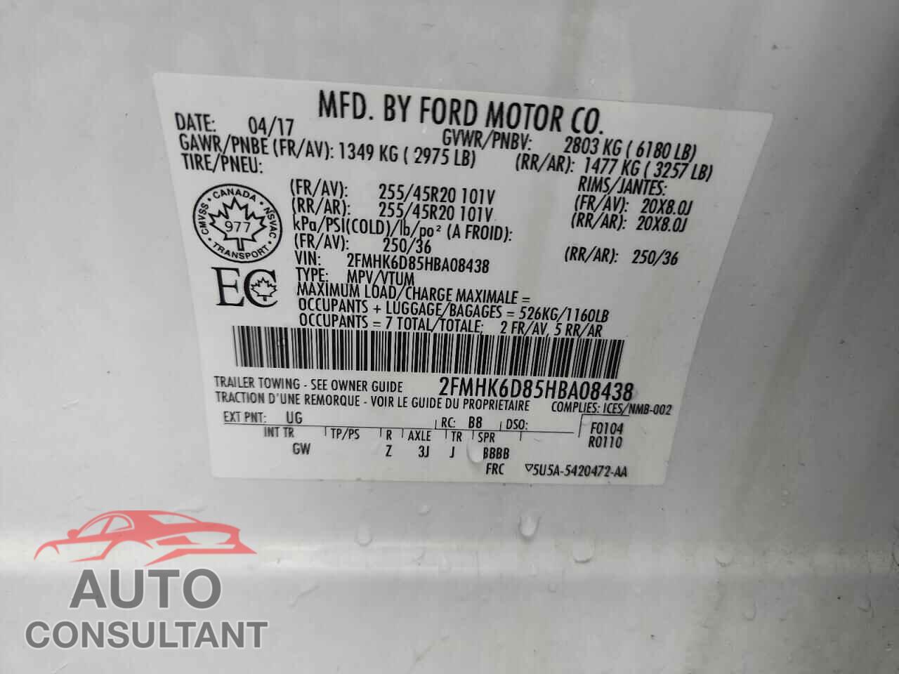 FORD FLEX 2017 - 2FMHK6D85HBA08438