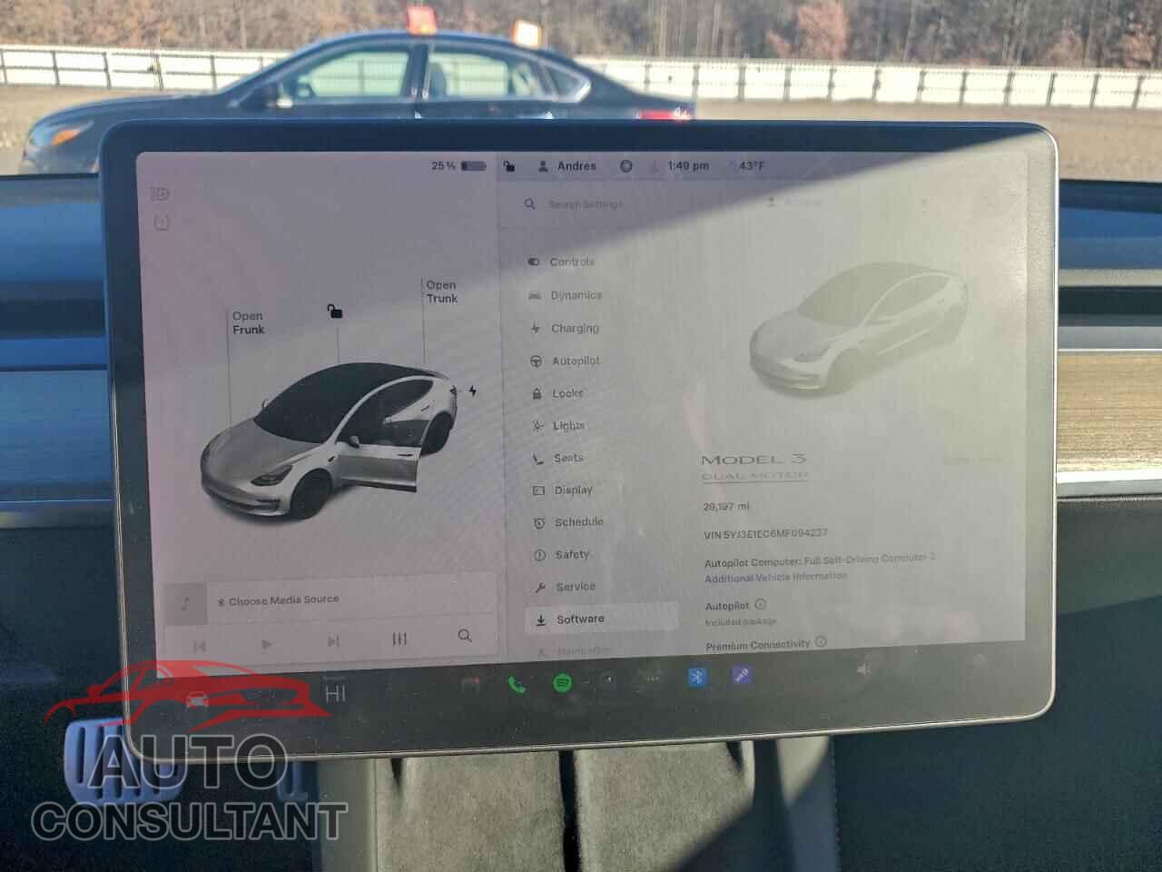TESLA MODEL 3 2021 - 5YJ3E1EC6MF094237