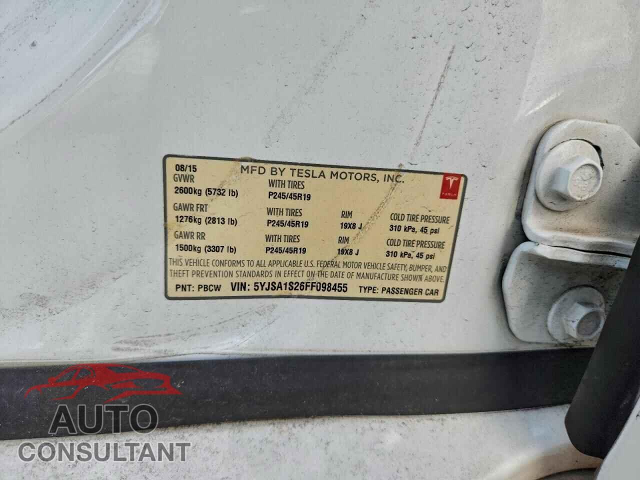 TESLA MODEL S 2015 - 5YJSA1S26FF098455