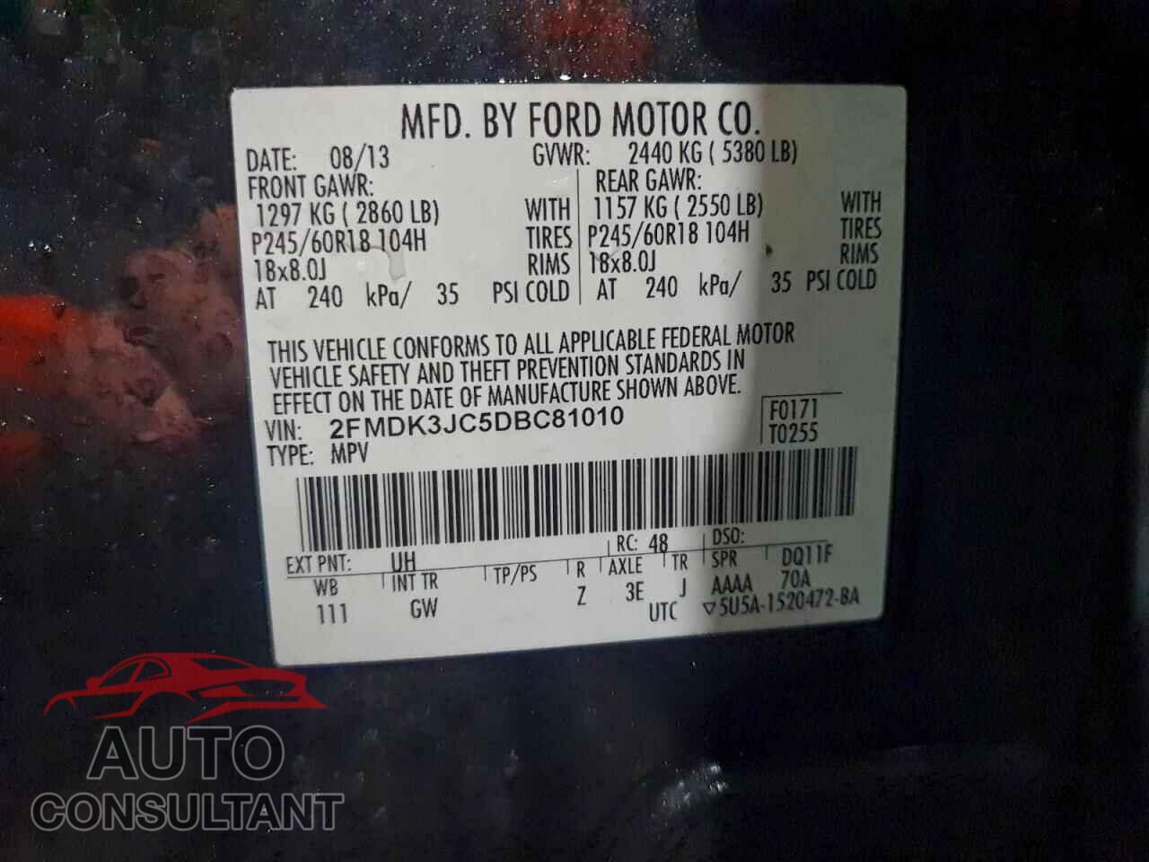 FORD EDGE 2013 - 2FMDK3JC5DBC81010