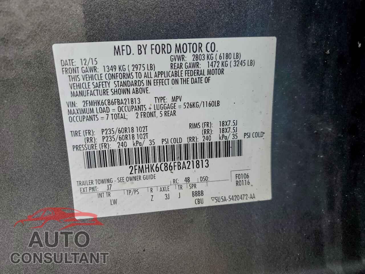 FORD FLEX 2015 - 2FMHK6C86FBA21813