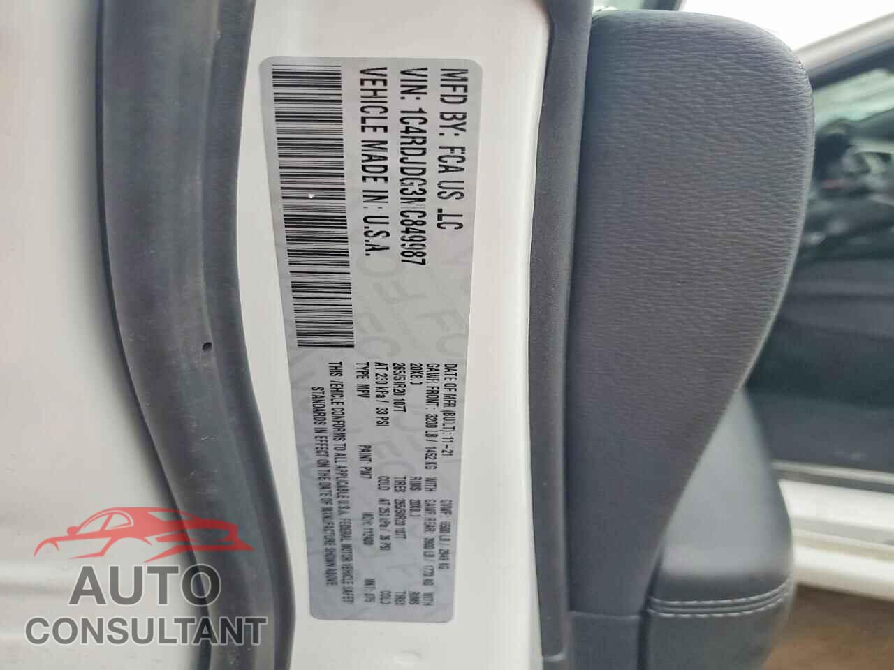 DODGE DURANGO 2021 - 1C4RDJDG3MC849987