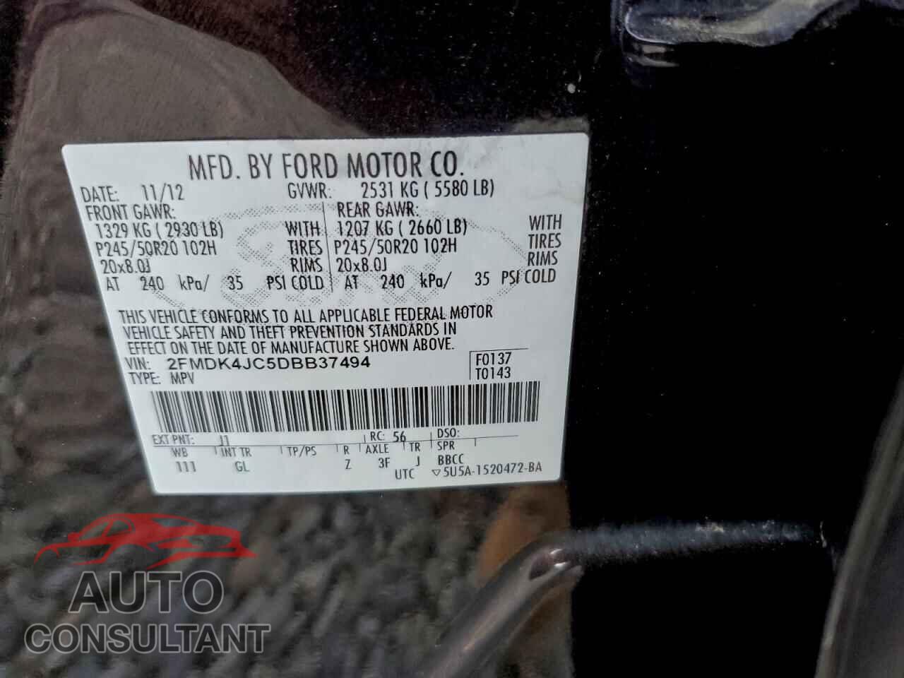 FORD EDGE 2013 - 2FMDK4JC5DBB37494