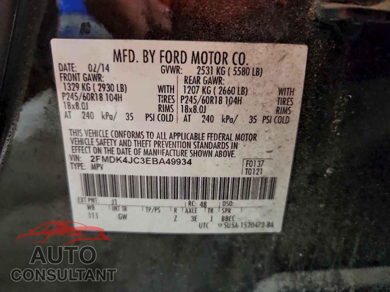 FORD EDGE 2014 - 2FMDK4JC3EBA49934
