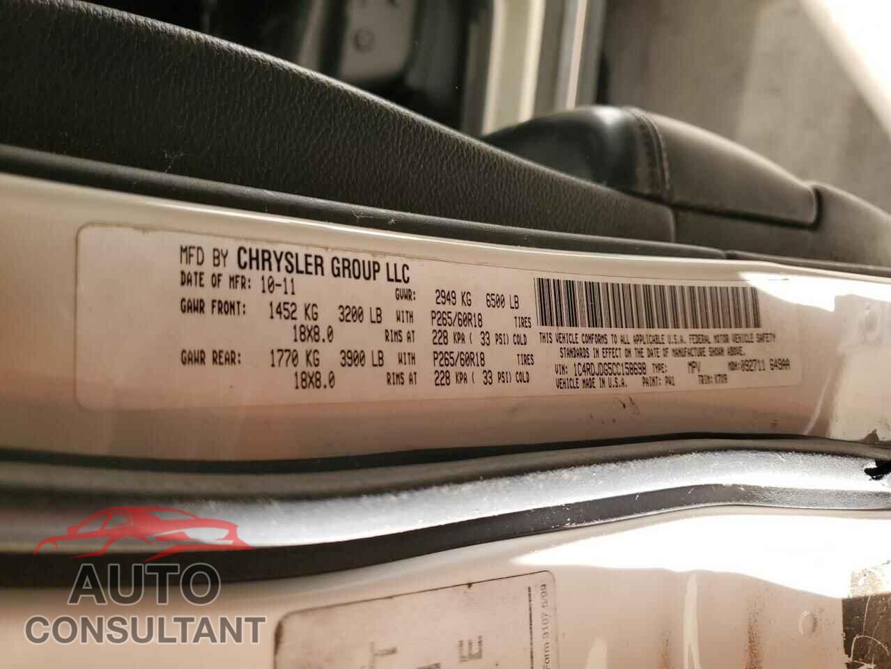 DODGE DURANGO 2012 - 1C4RDJDG5CC158698