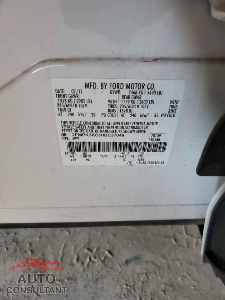 FORD EDGE 2017 - 2FMPK3K83HBC37049