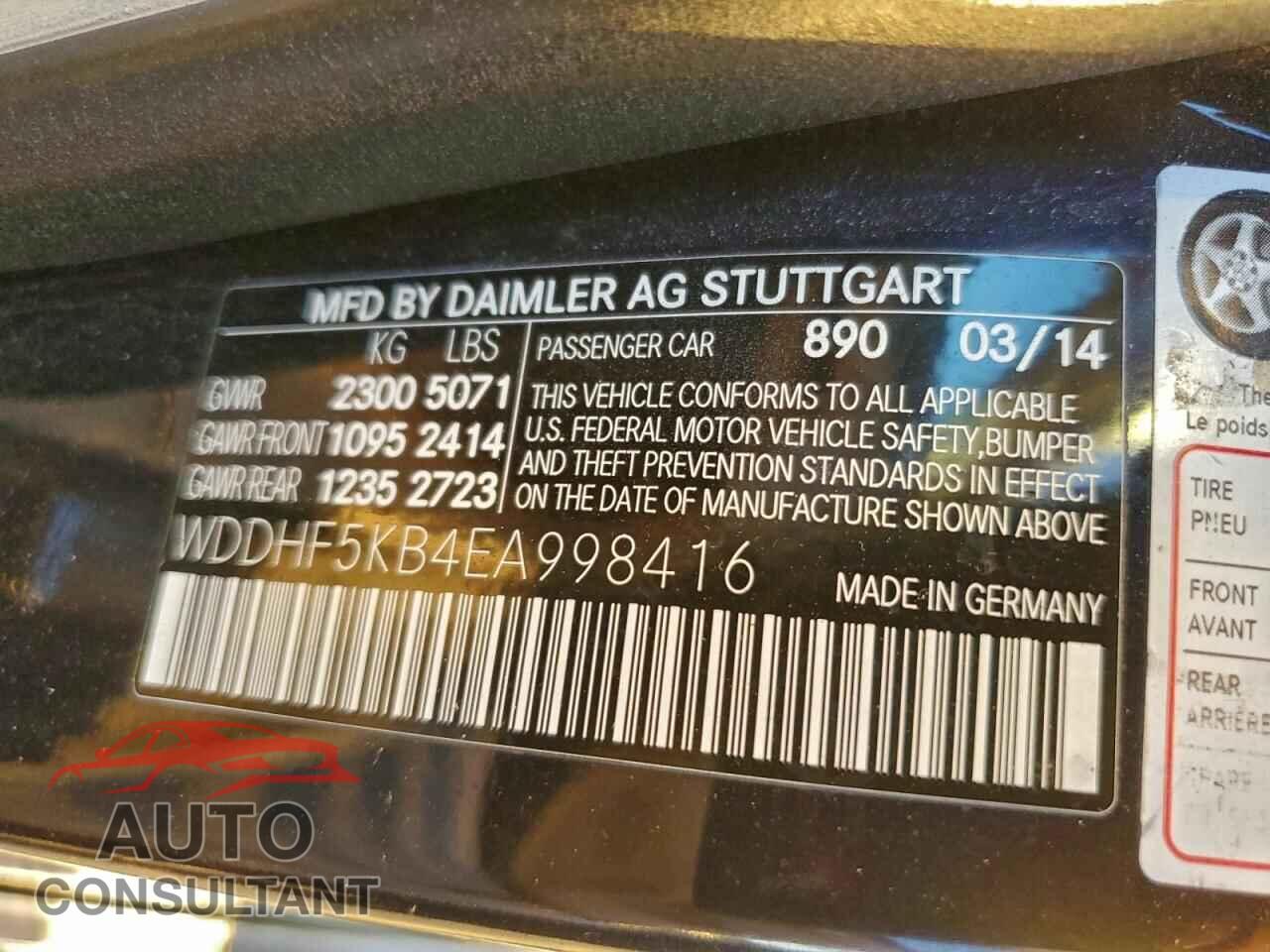 MERCEDES-BENZ E-CLASS 2014 - WDDHF5KB4EA998416