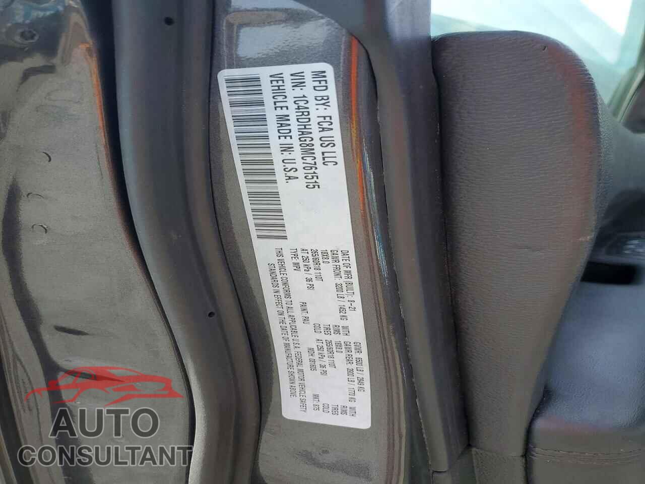 DODGE DURANGO 2021 - 1C4RDHAG8MC761515