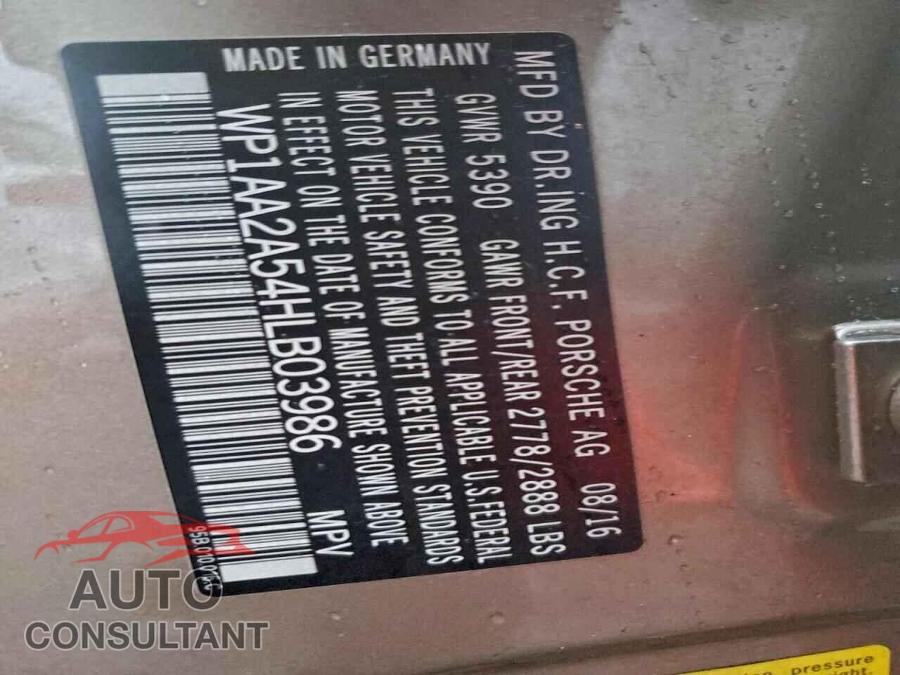 PORSCHE MACAN 2017 - WP1AA2A54HLB03986