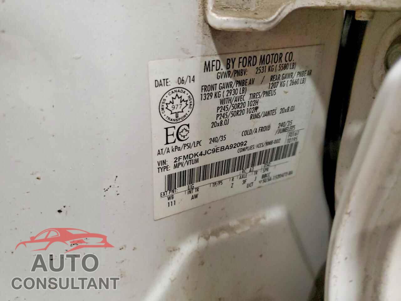 FORD EDGE 2014 - 2FMDK4JC9EBA92092