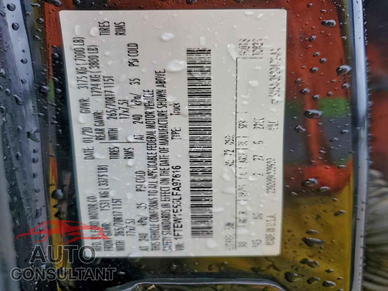 FORD F-150 2020 - 1FTEW1E55LFA97616