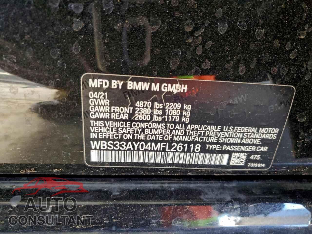 BMW M3 2021 - WBS33AY04MFL26118