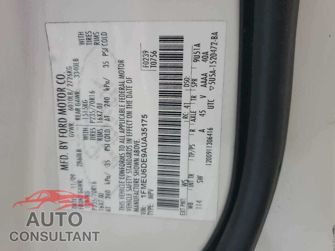 FORD EXPLORER 2010 - 1FMEU6DE9AUA35175
