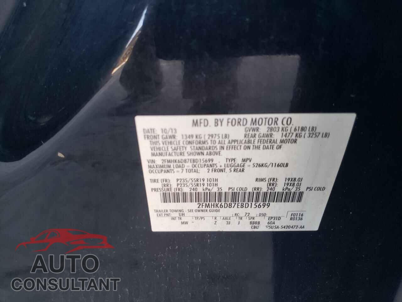 FORD FLEX 2014 - 2FMHK6D87EBD15699