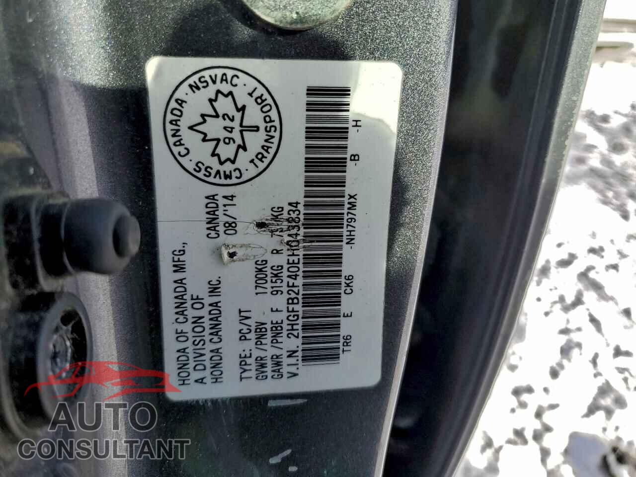 HONDA CIVIC 2014 - 2HGFB2F40EH043834