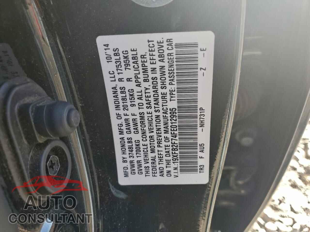 HONDA CIVIC 2015 - 19XFB2F74FE012995