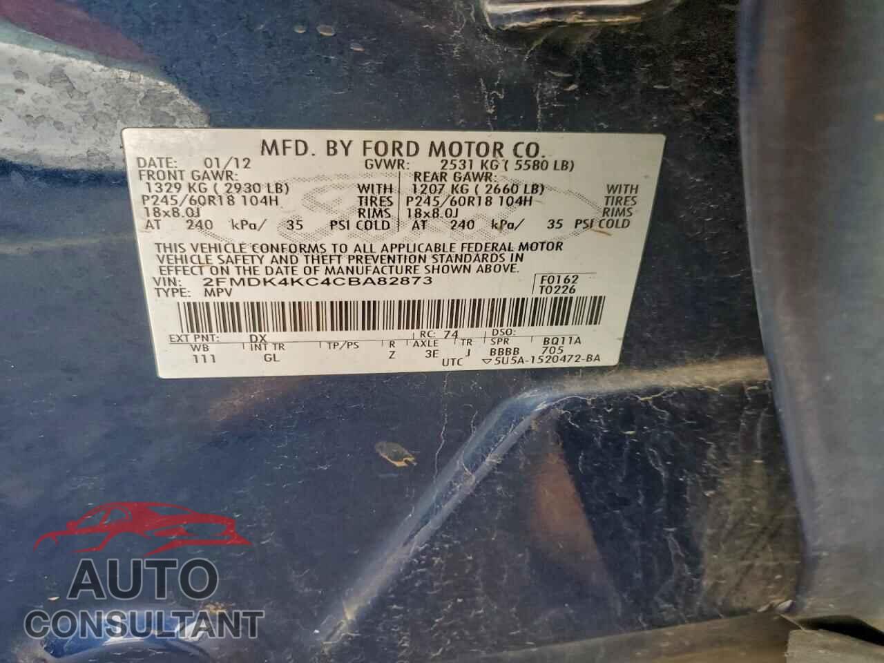 FORD EDGE 2012 - 2FMDK4KC4CBA82873
