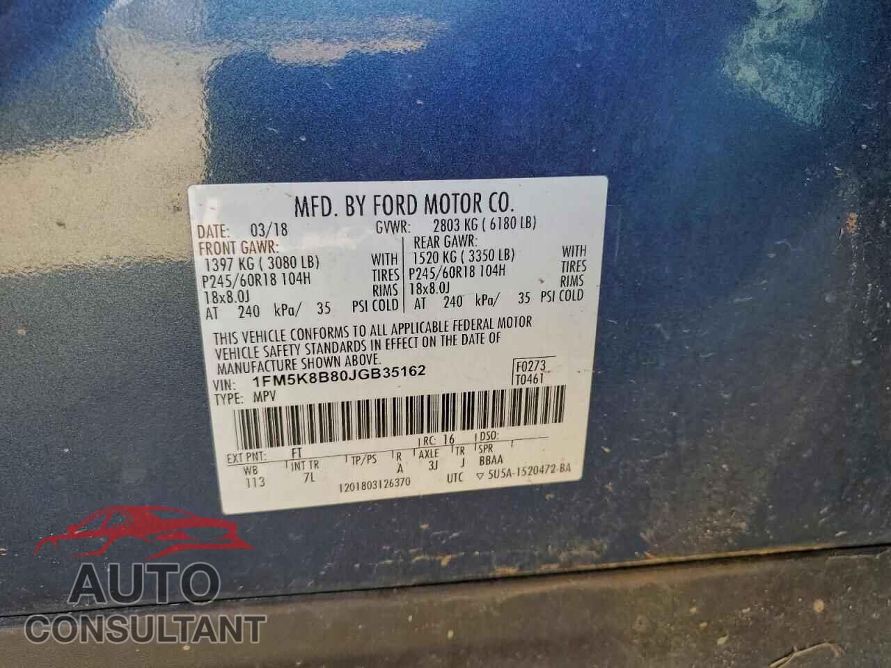 FORD EXPLORER 2018 - 1FM5K8B80JGB35162