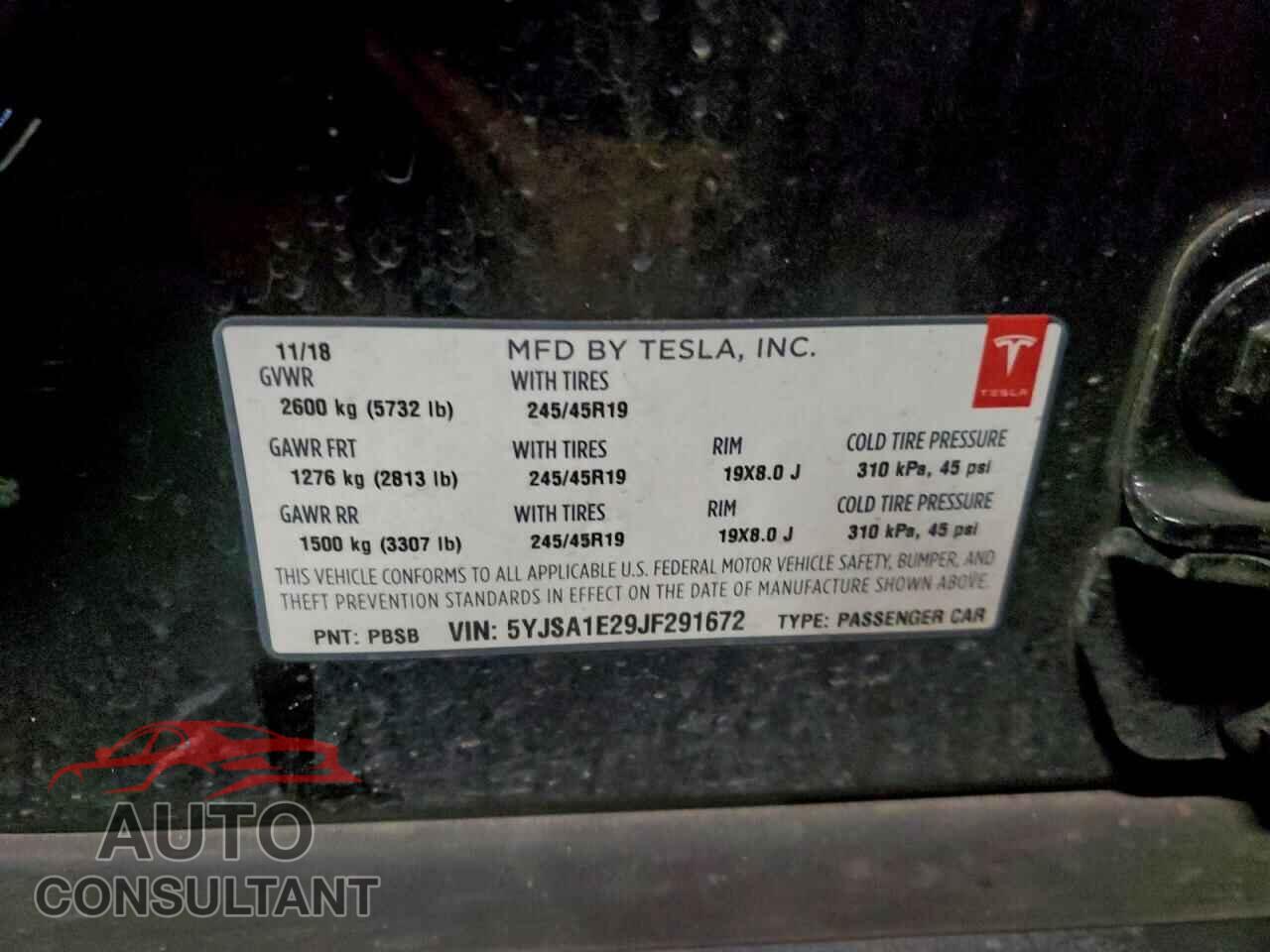 TESLA MODEL S 2018 - 5YJSA1E29JF291672