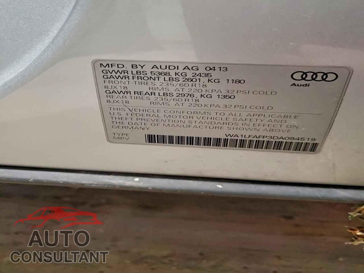 AUDI Q5 2013 - WA1LFAFP3DA094519