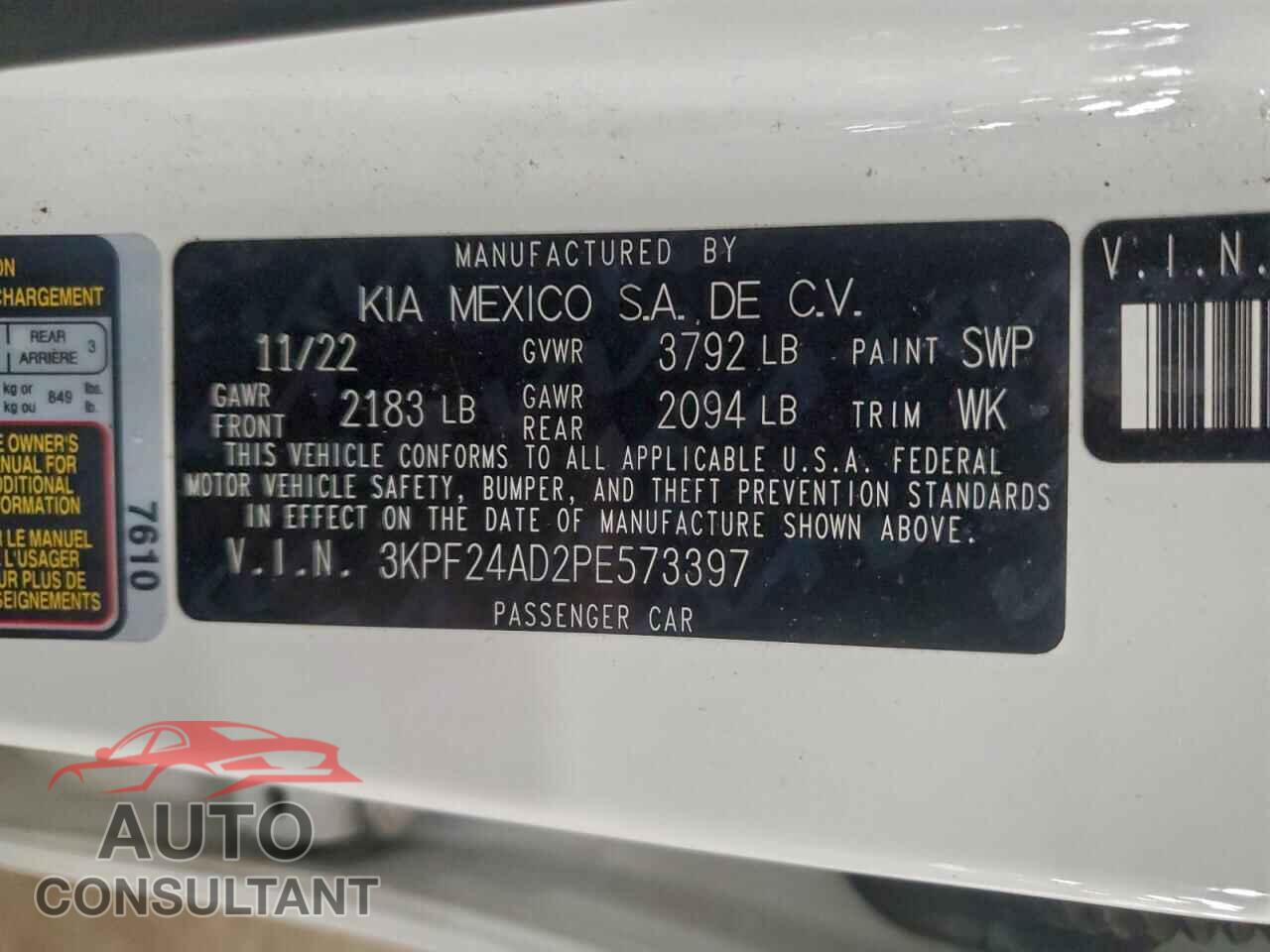 KIA FORTE 2023 - 3KPF24AD2PE573397
