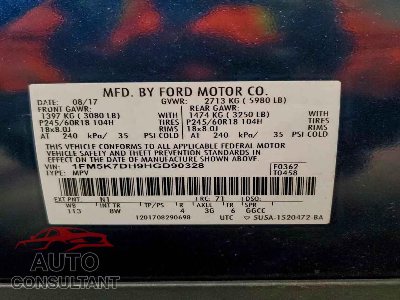 FORD EXPLORER 2017 - 1FM5K7DH9HGD90328