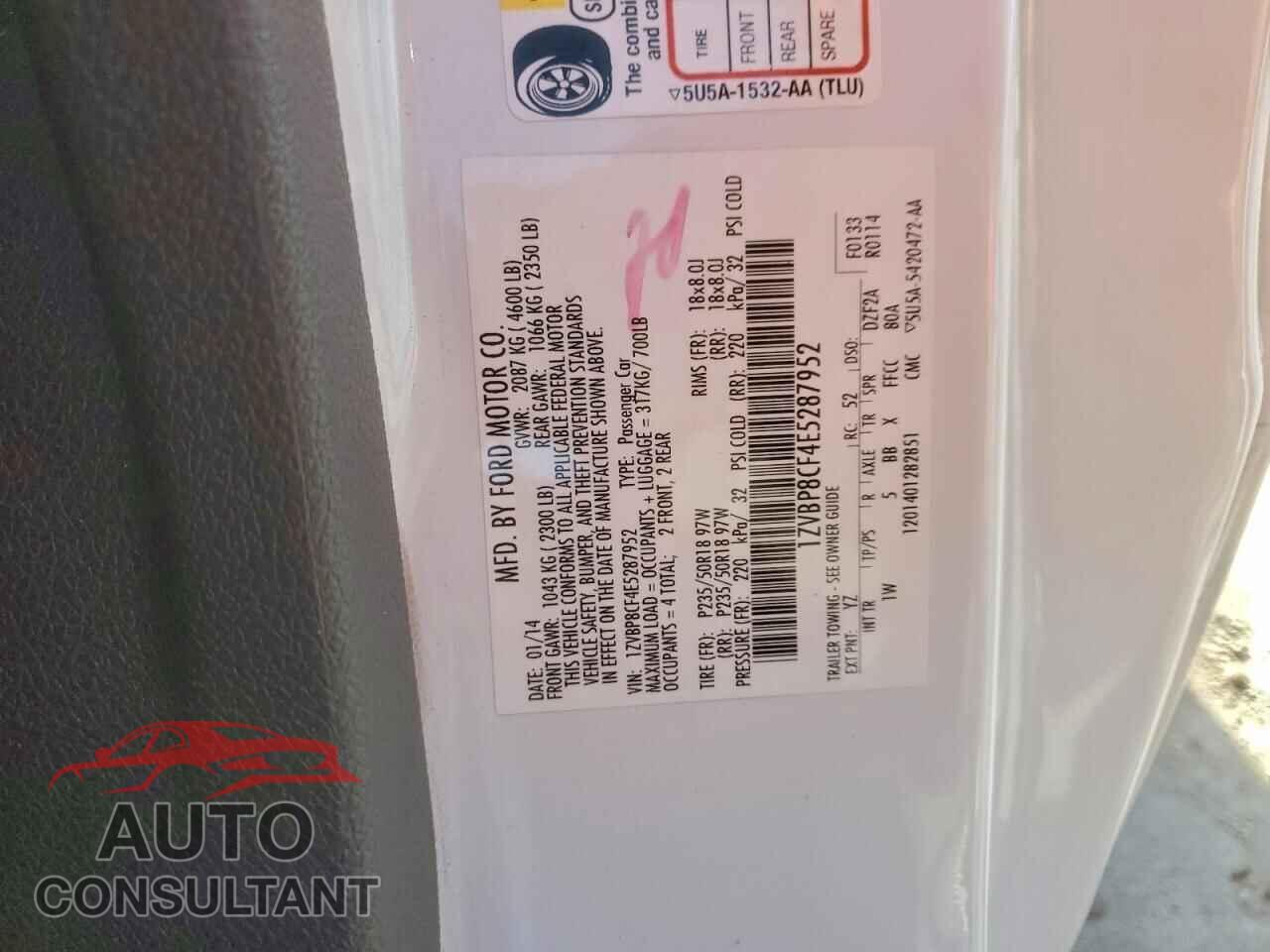 FORD MUSTANG 2014 - 1ZVBP8CF4E5287952