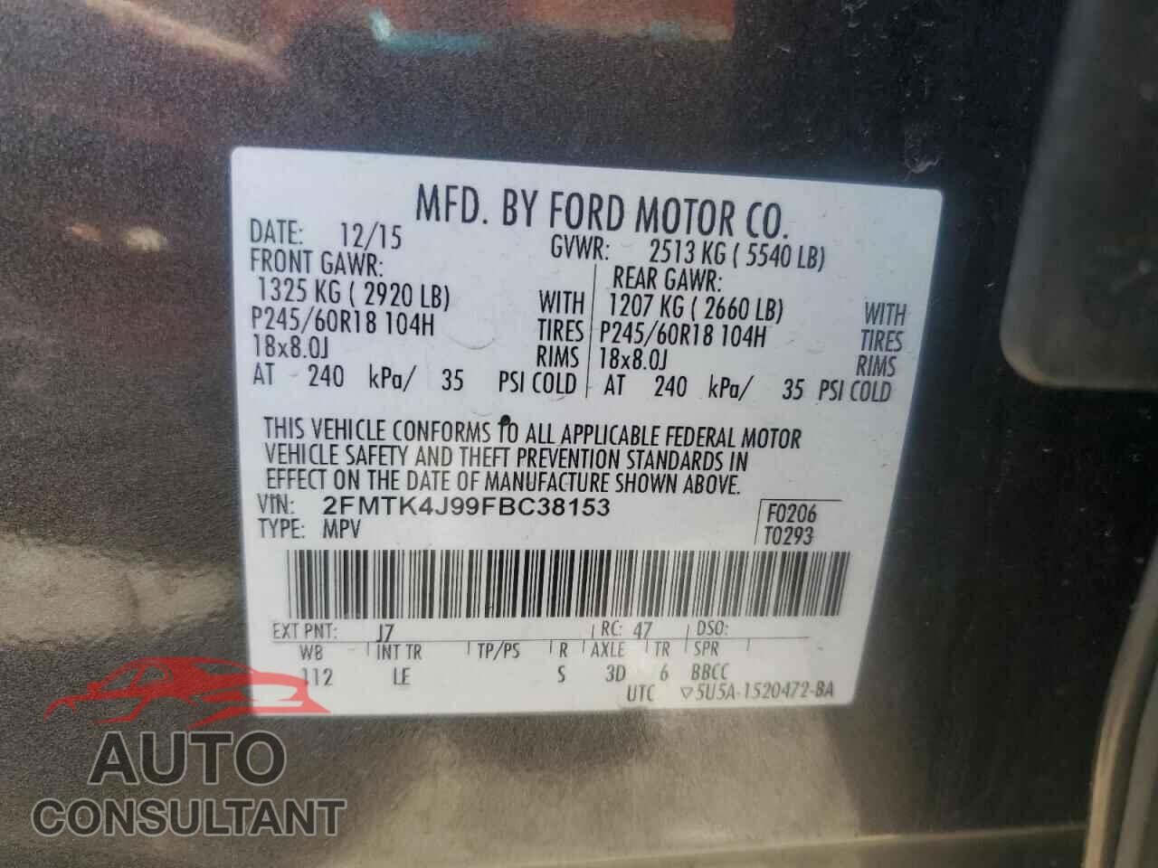 FORD EDGE 2015 - 2FMTK4J99FBC38153