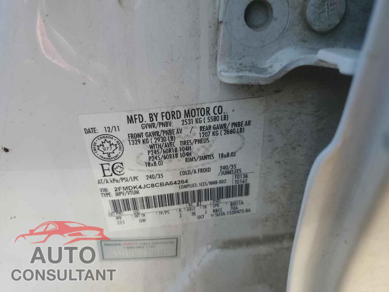 FORD EDGE 2012 - 2FMDK4JC8CBA64264