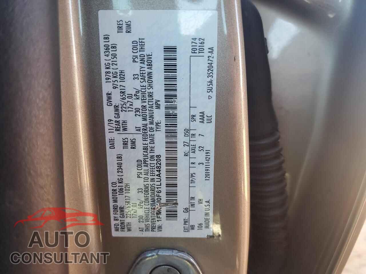FORD ESCAPE 2020 - 1FMCU0F61LUA48208
