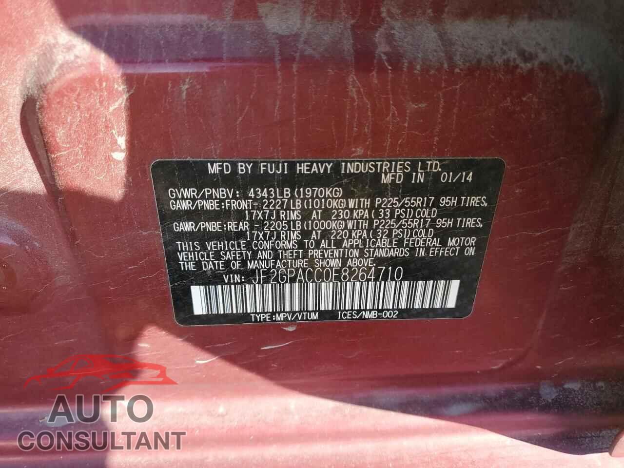 SUBARU XV 2014 - JF2GPACC0E8264710