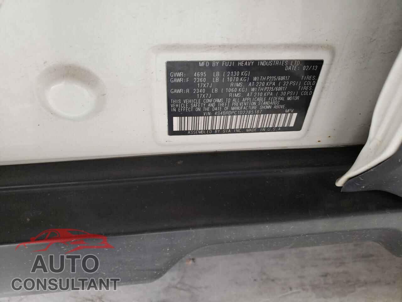 SUBARU OUTBACK 2013 - 4S4BRDPC1D2285187