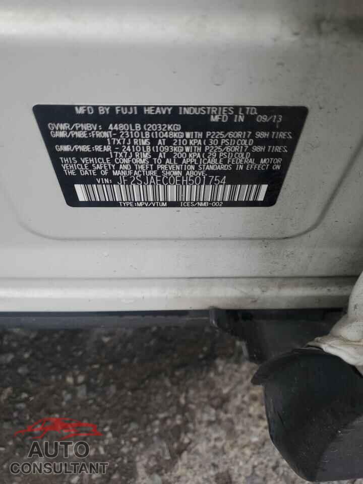 SUBARU FORESTER 2014 - JF2SJAEC0EH501754