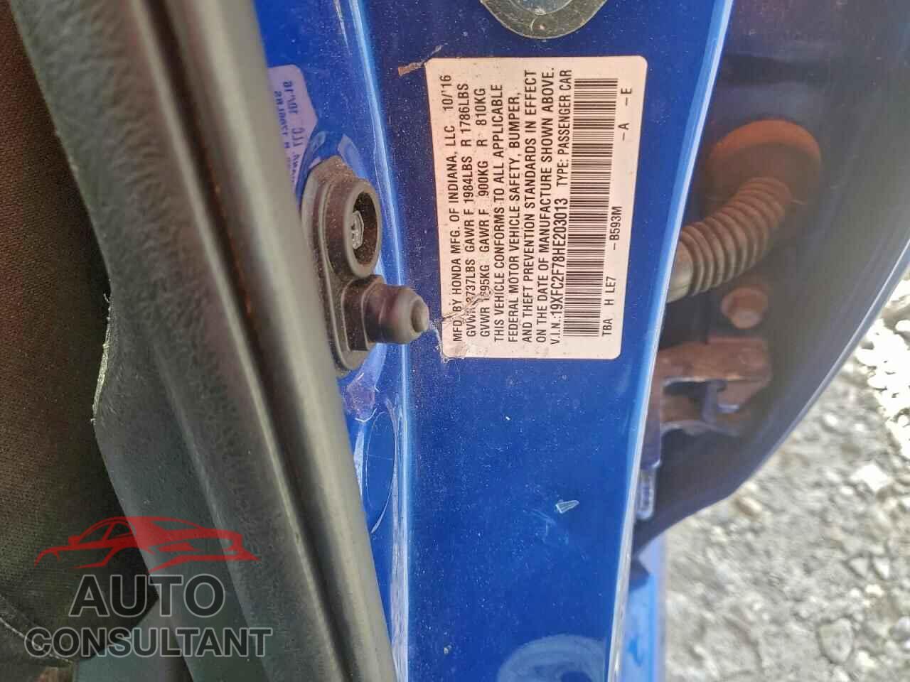 HONDA CIVIC 2017 - 19XFC2F78HE203013