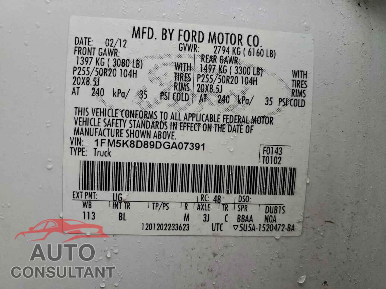FORD EXPLORER 2013 - 1FM5K8D89DGA07391