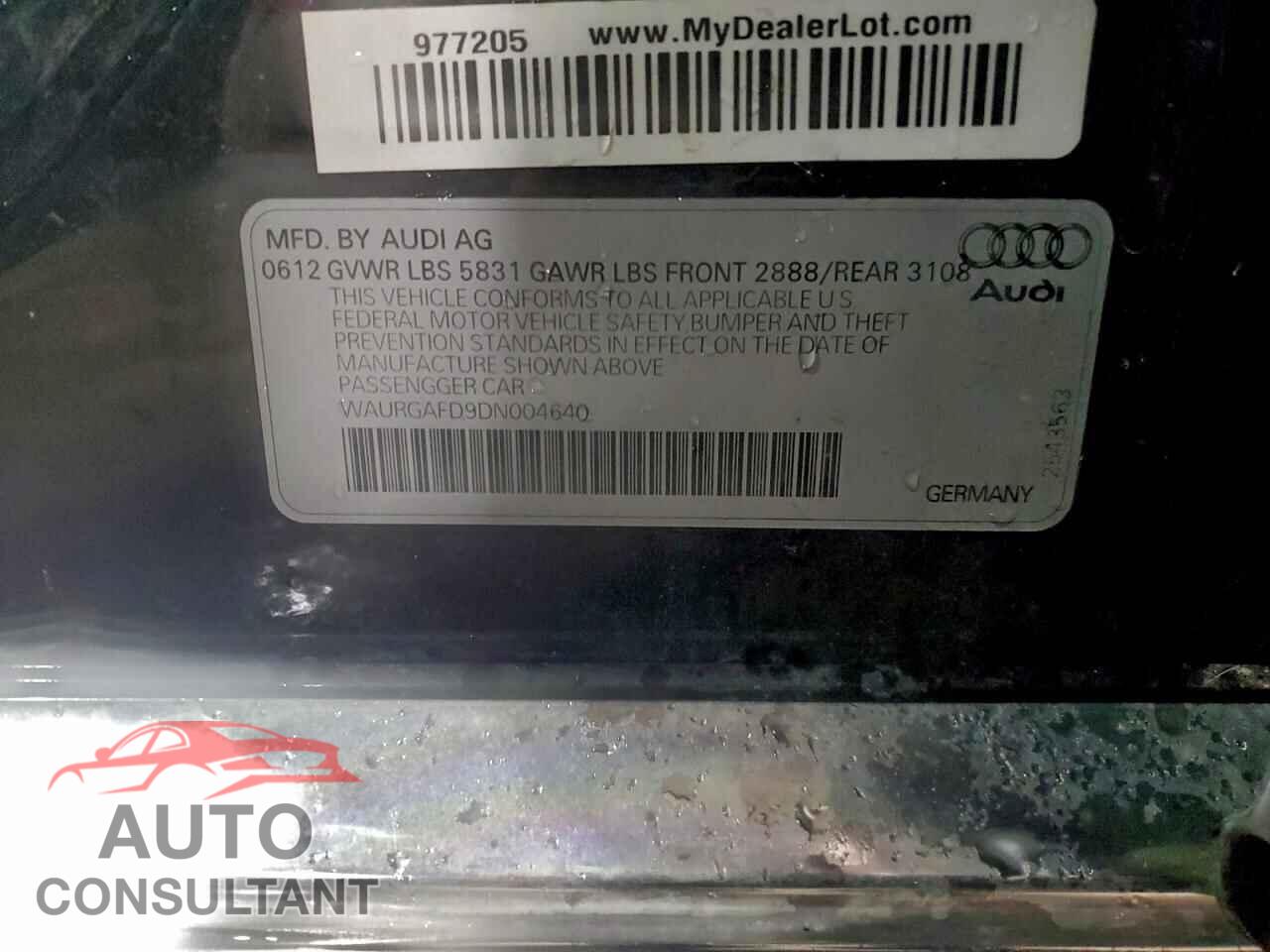 AUDI A8 2013 - WAURGAFD9DN004640