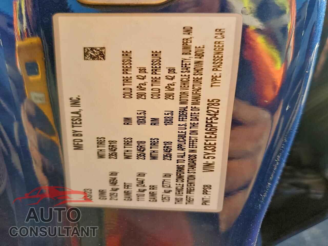 TESLA MODEL 3 2023 - 5YJ3E1EA6PF542785