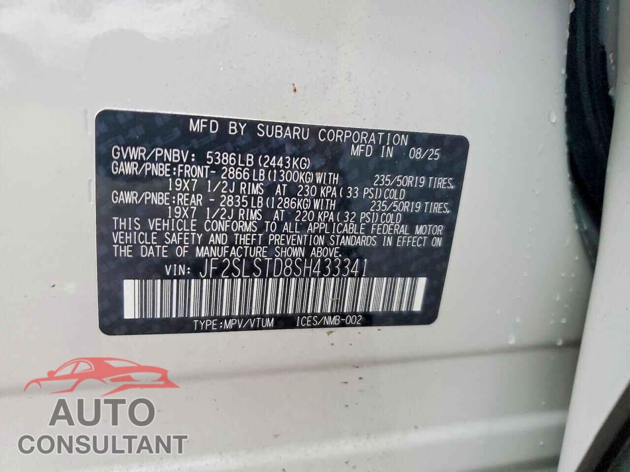 SUBARU FORESTER 2025 - JF2SLSTD8SH433341