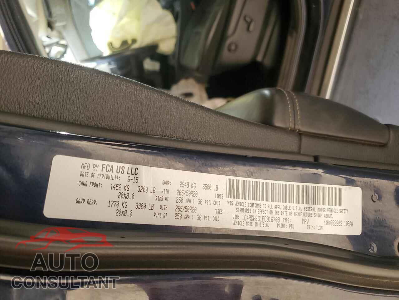 DODGE DURANGO 2015 - 1C4RDHEG1FC916709