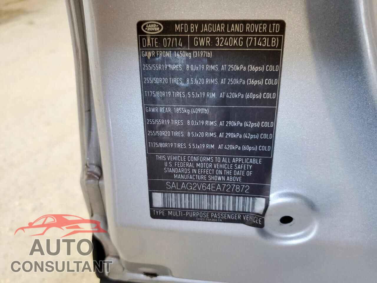 LAND ROVER LR4 2014 - SALAG2V64EA727872
