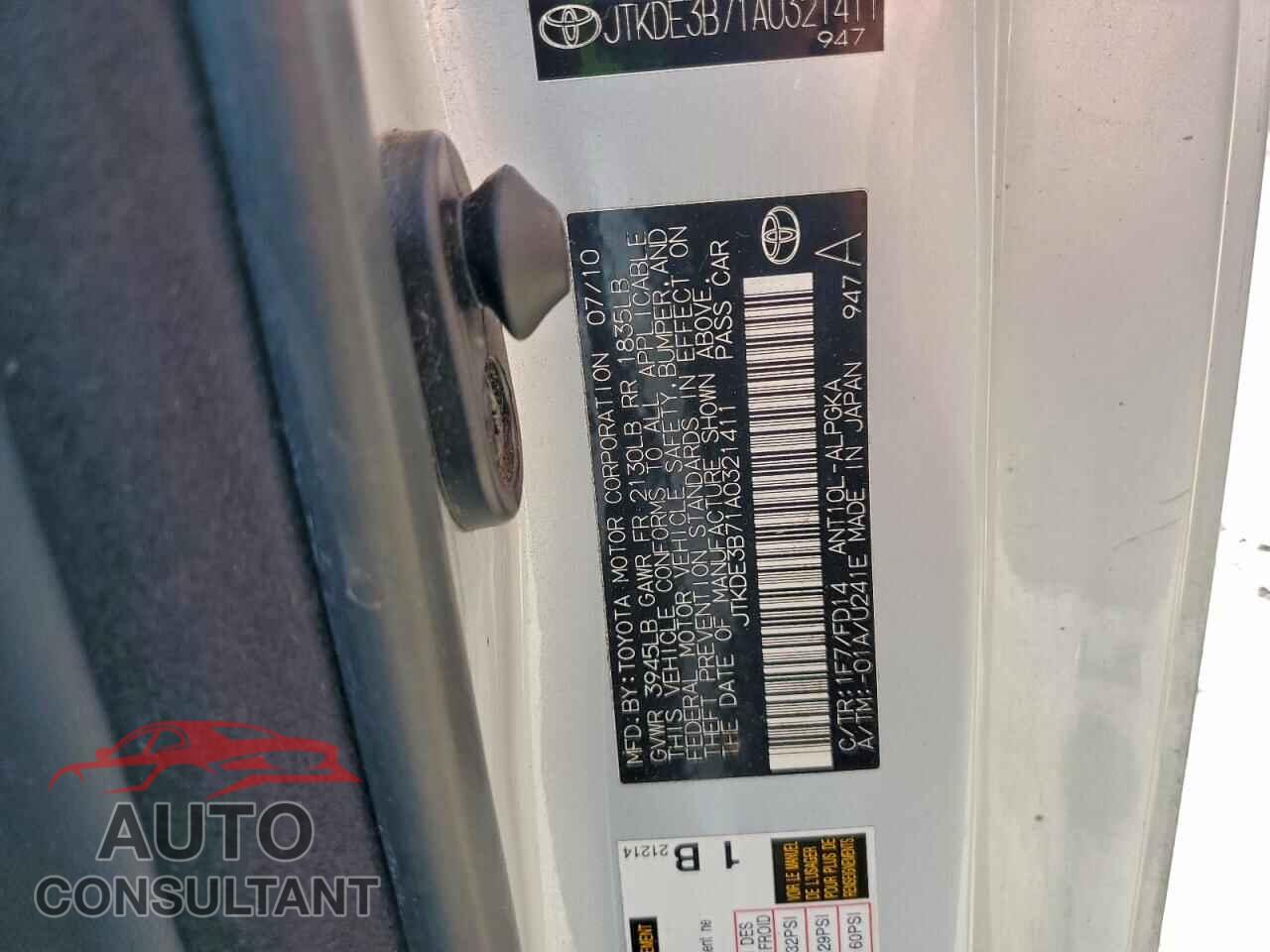 TOYOTA SCION 2010 - JTKDE3B71A0321411