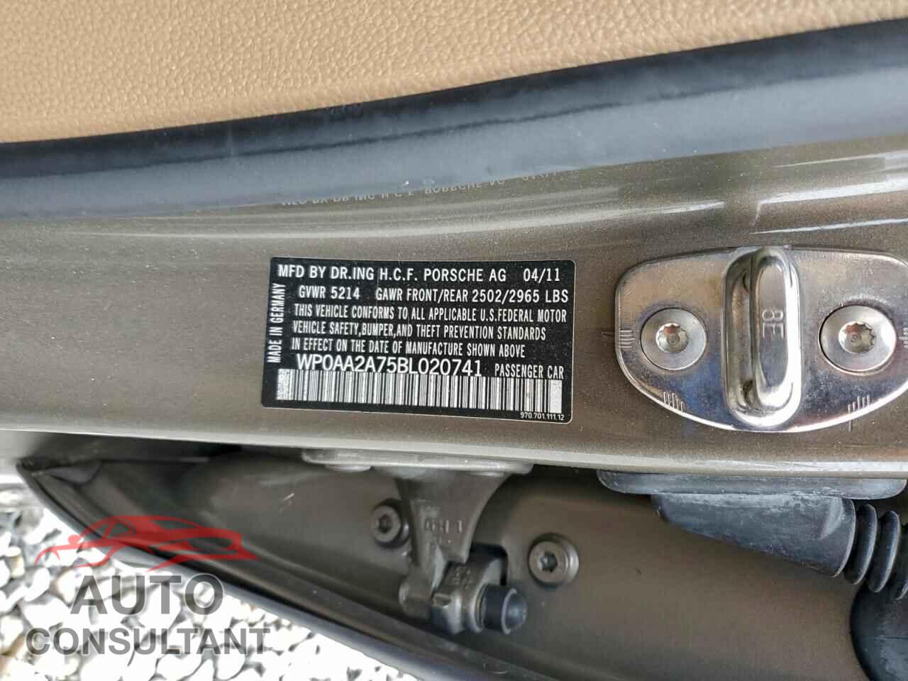 PORSCHE PANAMERA 2011 - WP0AA2A75BL020741