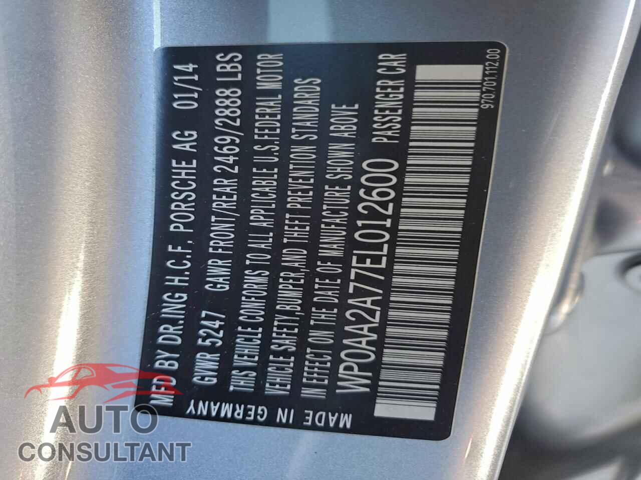 PORSCHE PANAMERA 2014 - WP0AA2A77EL012600