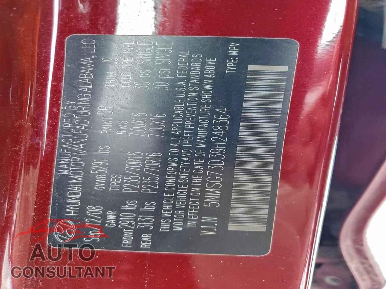 HYUNDAI SANTA FE 2009 - 5NMSG73D39H248364