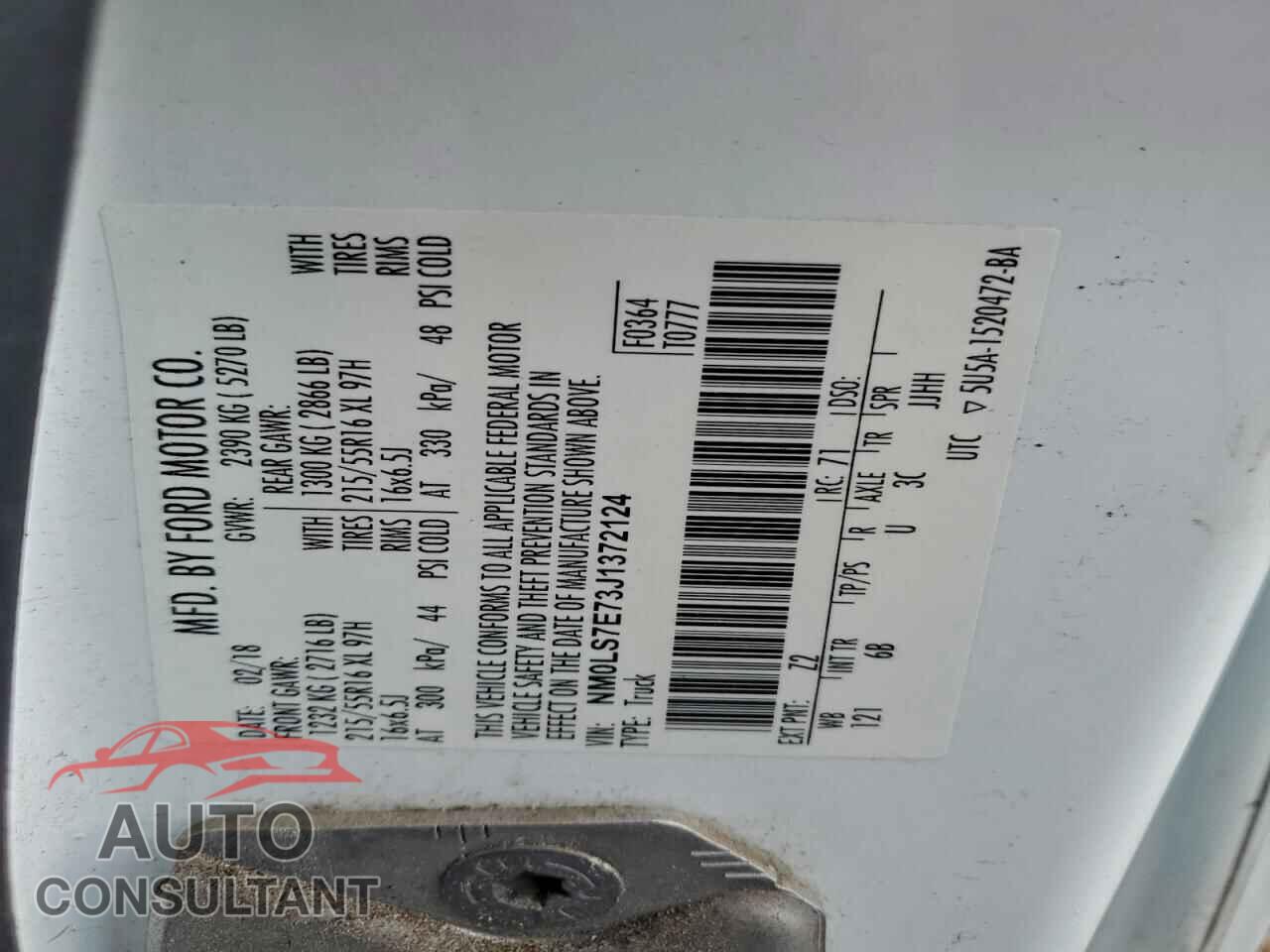 FORD TRANSIT 2018 - NM0LS7E73J1372124
