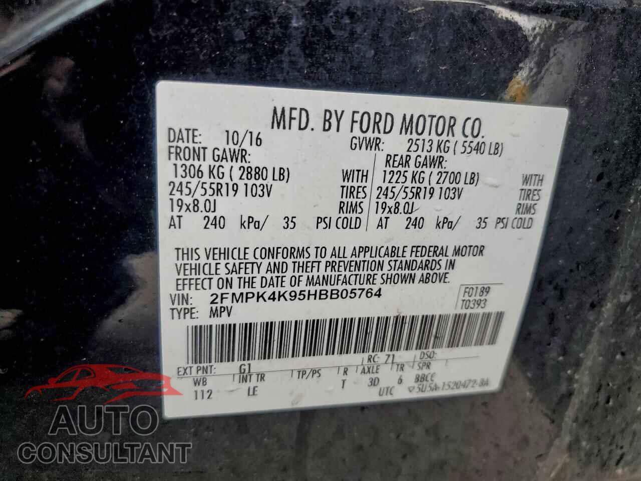 FORD EDGE 2017 - 2FMPK4K95HBB05764