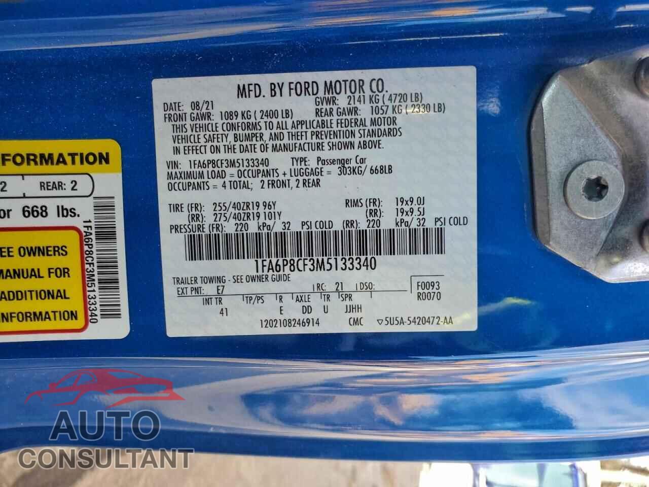 FORD MUSTANG 2021 - 1FA6P8CF3M5133340