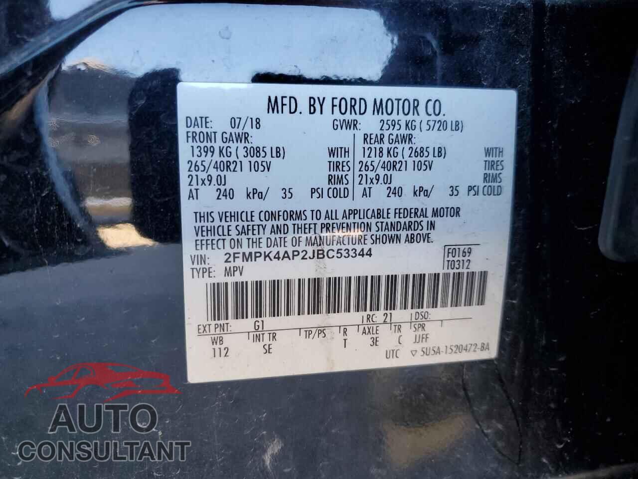 FORD EDGE 2018 - 2FMPK4AP2JBC53344