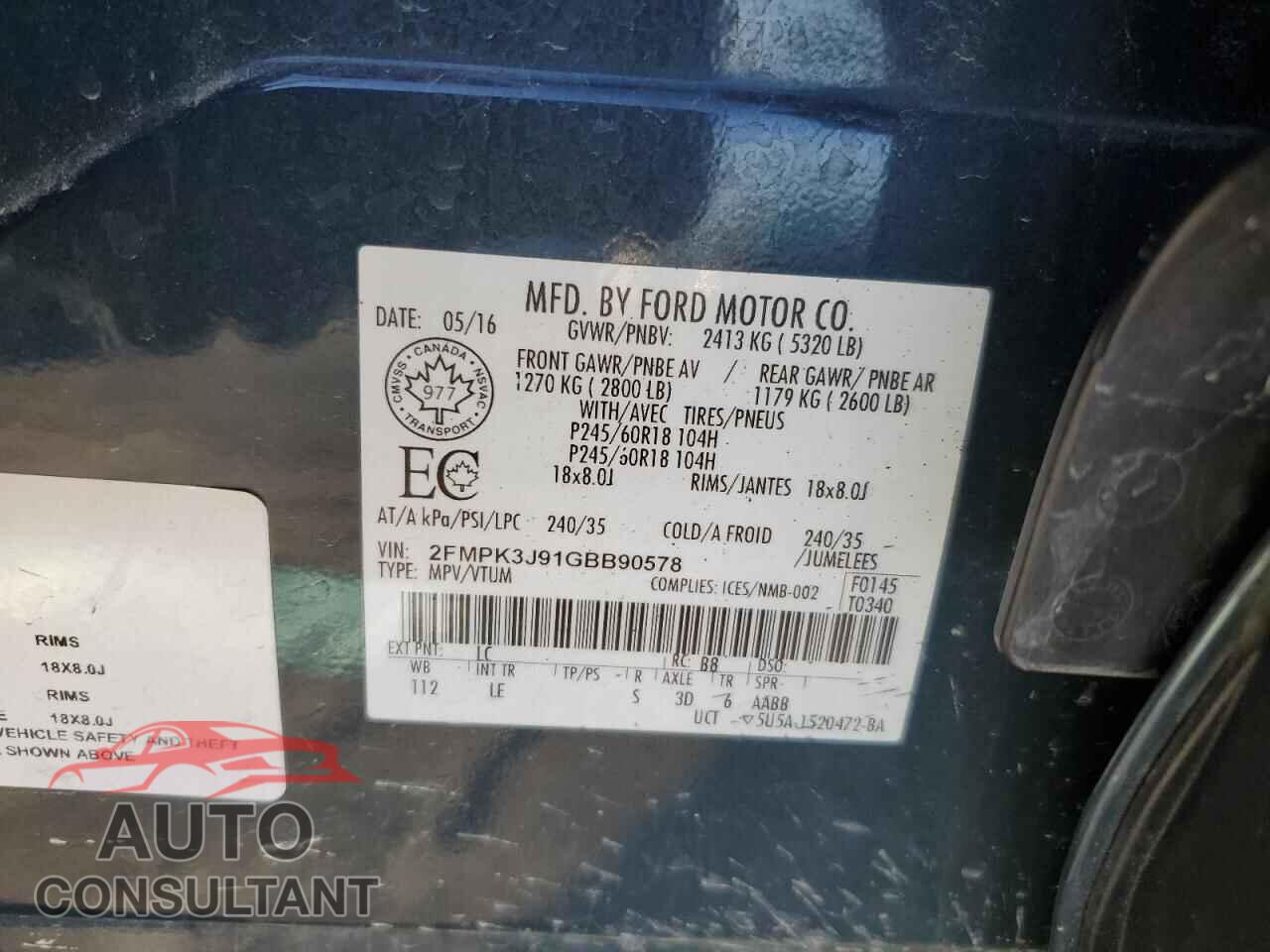 FORD EDGE 2016 - 2FMPK3J91GBB90578